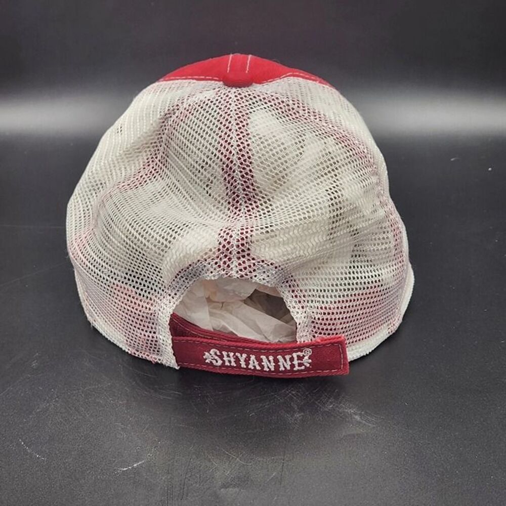 Shyanne I Love America Hat USA Cap Adjustable Garnet Red White Mesh Distressed - Picture 5 of 8